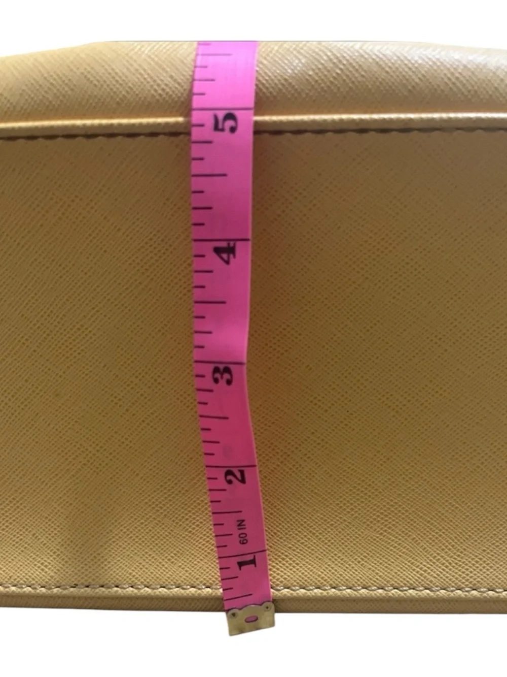 Tumi Yellow Tote with Tan Leather Pull and Silver Hardware
